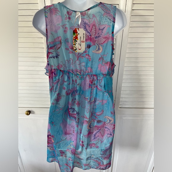 California Breeze Beaded Collar Sheer Top Swimsuit Cover Size Medium NEW - Picture 4 of 10